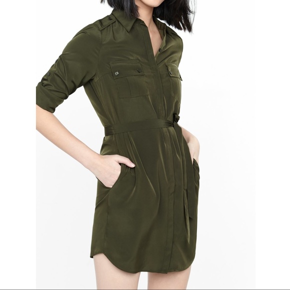 military green shirt dress